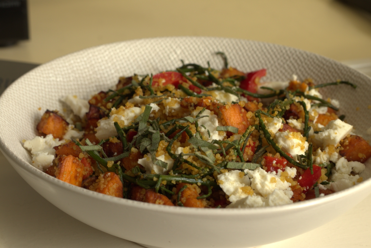 Couscous salade met zoete aardappel en feta Couscous salade met zoete aardappel en feta